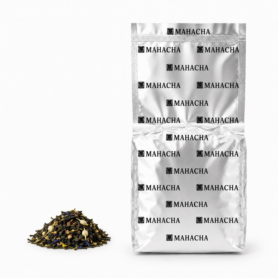 Forest Rain — loose leaf blend beside its sealed refill pouch