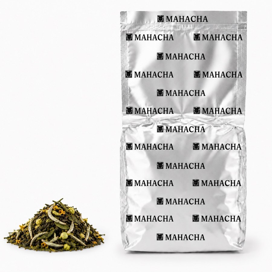Misty Mountain — loose leaf blend beside its sealed refill pouch