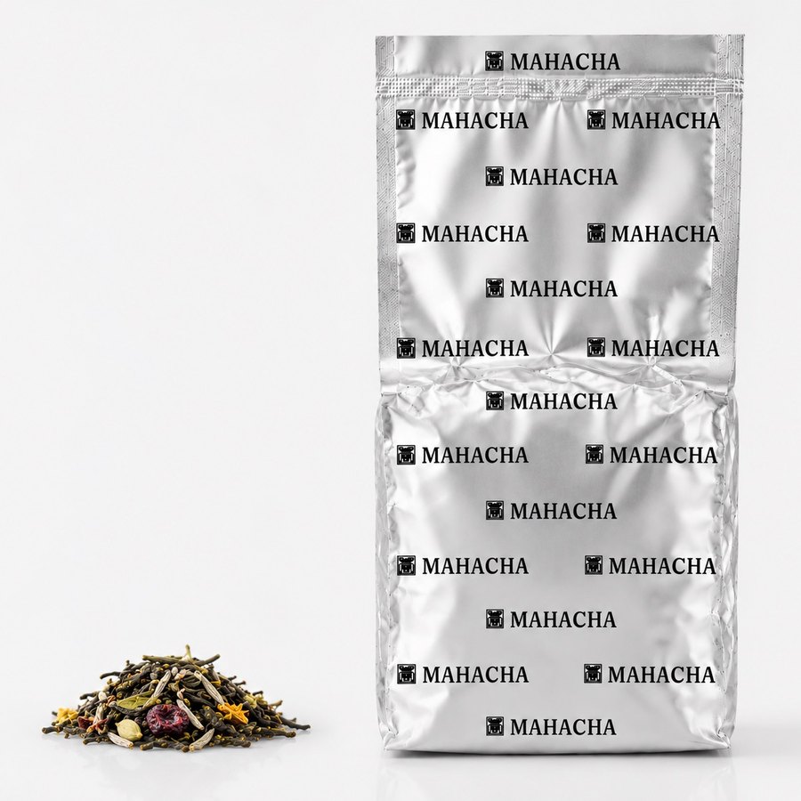 Orchard Bloom — loose leaf blend beside its sealed refill pouch
