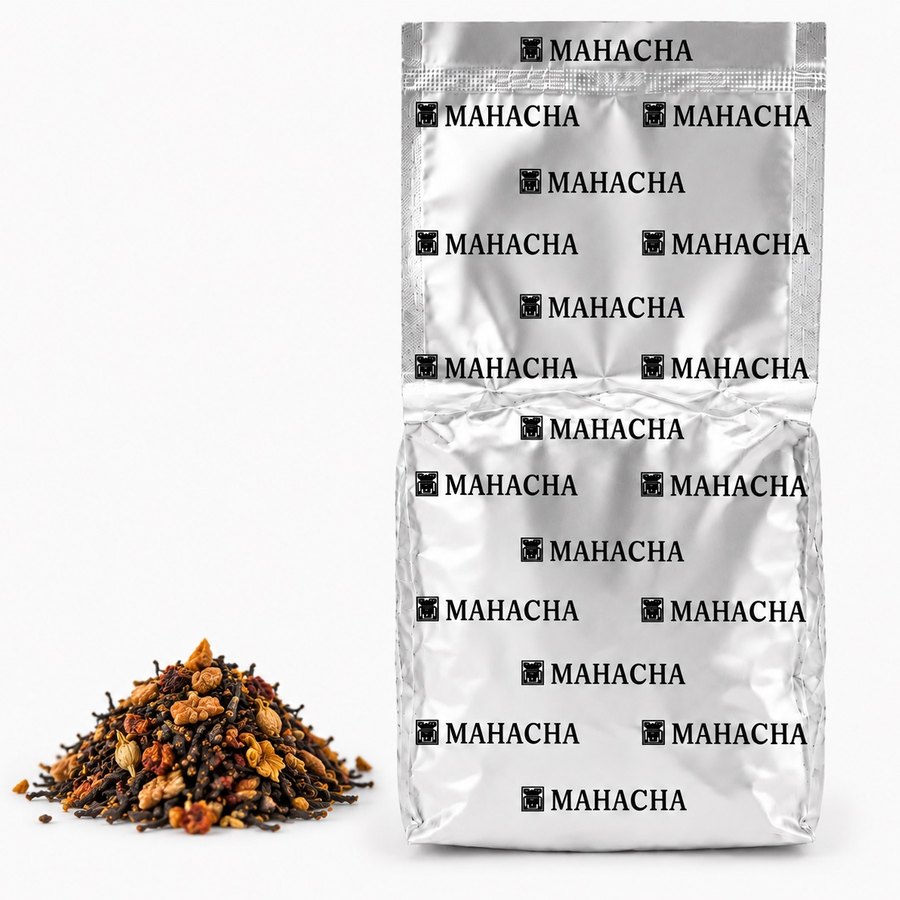 Roasted Harmony — loose leaf blend beside its sealed refill pouch